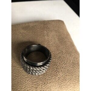 Judith Ripka Oxidized Sterling Silver 4-Row Rope Ring. Size 8